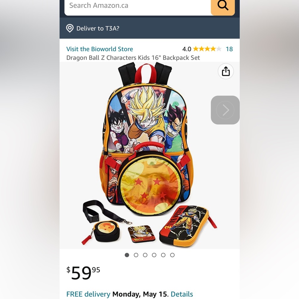 🌹Host Pick🌹Dragon Ball Kids 17” Backpack Set